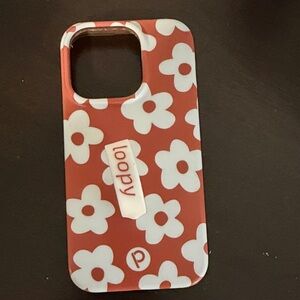 Loopy Case Red with White Floral Design